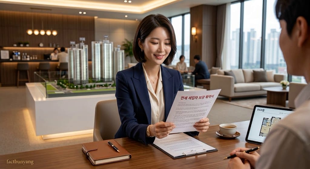분양권 전세 맞추기 사기의 미끼가 되는 전세 세입자 보장 확약서를 믿고 안도하는 매수자