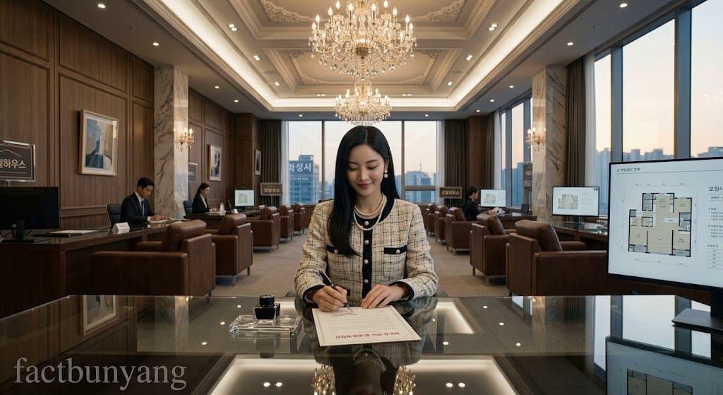 대출이 무조건 나온다는 분양 중도금 대출 사기 약정서를 믿고 서명하는 예쁜 매수자