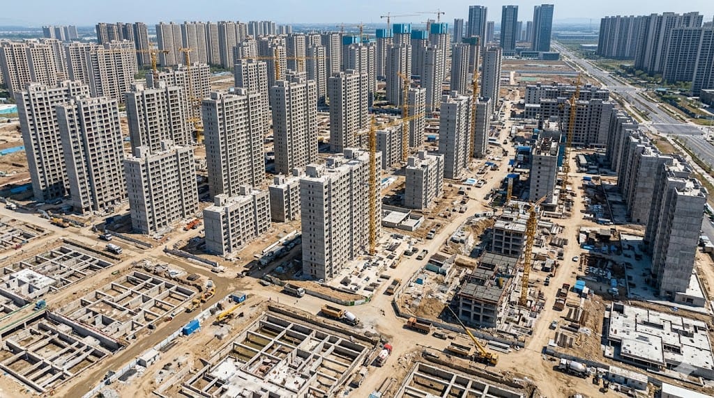 수천 세대의 아파트가 동시다발적으로 건설 중인 평택 브레인시티 택지지구 공사 현장 전경