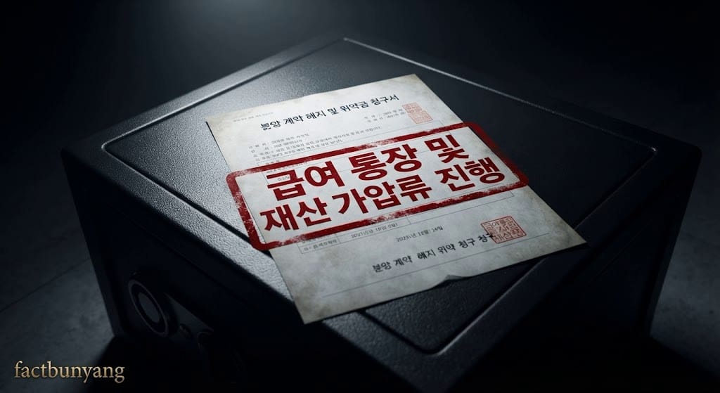 위약금 가압류 청구로 이어지는 아파트 분양권 해지 실태를 보여주는 무거운 서류