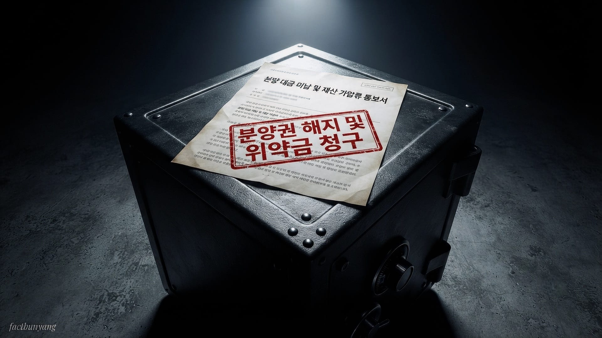아파트 잔금 대출 미납으로 분양권 해지 및 가압류가 진행되는 실태를 보여주는 서류 클로즈업