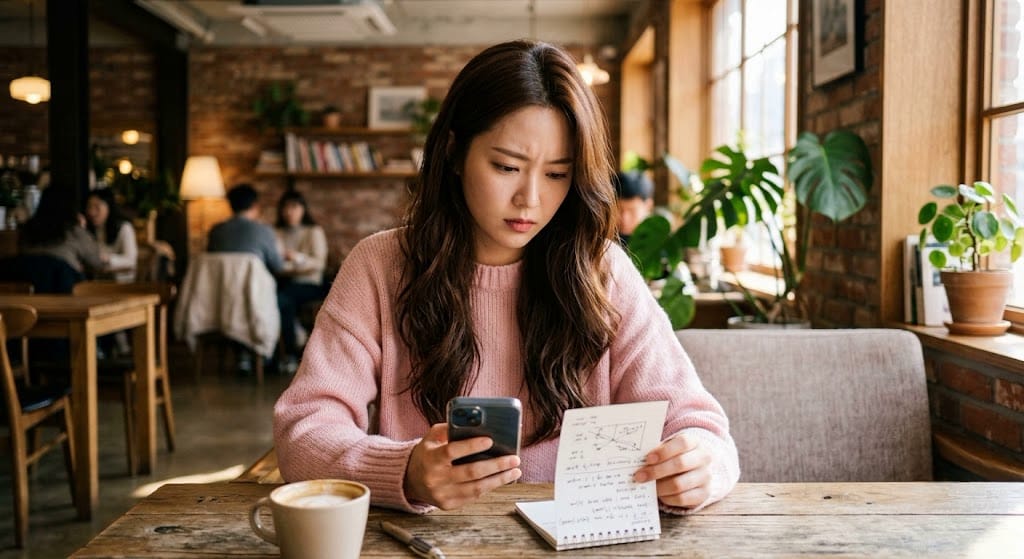 청약 가점 계산기 결과값과 실제 부양가족 수 산정 항목을 대조하는 20대 여성